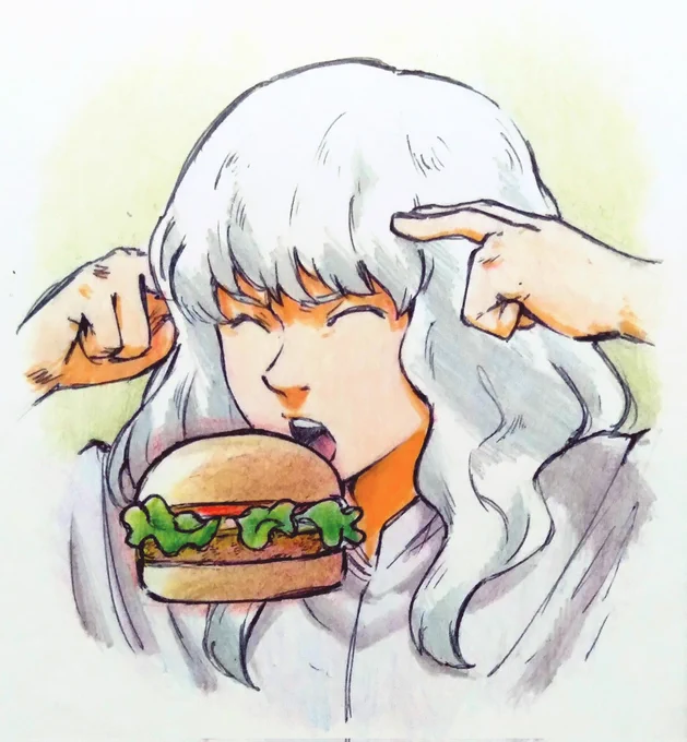 Griffith eating a cheeseburger 