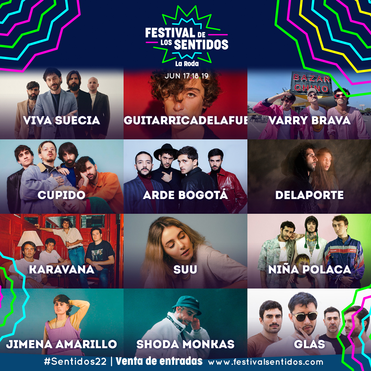 FdelosSentidos's tweet photo. En sólo una semana... todos estos artistas fantásticos, y algunos más... estarán abriendo las puertas de #Sentidos22 

ÚLTIMOS ABONOS DISPONIBLES!!!
https://t.co/oWuNd2h8Iw

#Festivales #Sentidos #Fdls #LaRoda #Albacete https://t.co/pjnfwQKJcB