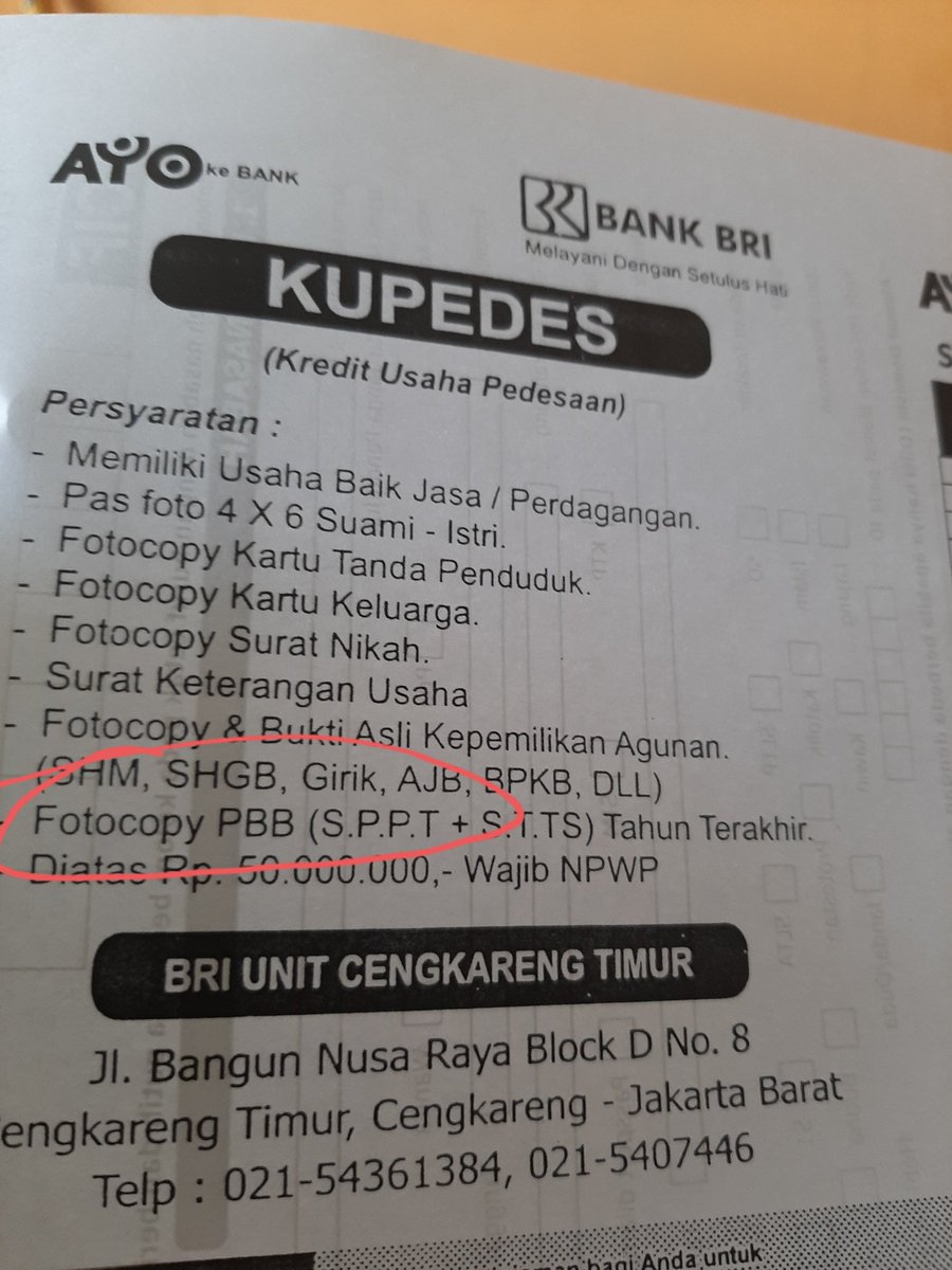 corner_clean's tweet photo. Mau nanya min @BANKBRI_ID @kontakBRI 
"Yang dimaksud dengan fotocopy PBB itu, PBB agunan ya?" https://t.co/zHBtI2C4uB