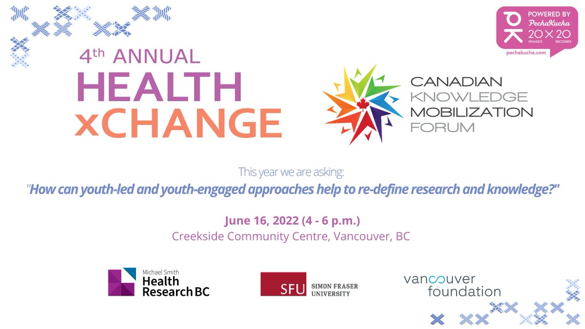 HlthResearchBC's tweet photo. ICYMI: #HealthxChange Vancouver is happening next week! Join us to hear stories about how youth-engaged research can improve the health, social, and/or economic wellbeing for young people. Don't miss out, book your spot today: https://t.co/YwVTDPSlGL #CKF22 https://t.co/AioHdet3iJ