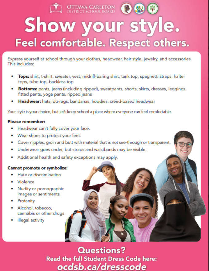 darcyknoll's tweet photo. This was a nice project to be part of. This week, we announced a new dress code at our school board. I'd say it was a pretty positive step forward. Students said they wanted it clear and simple. So here's the poster. https://t.co/EHHfy4uM0r
