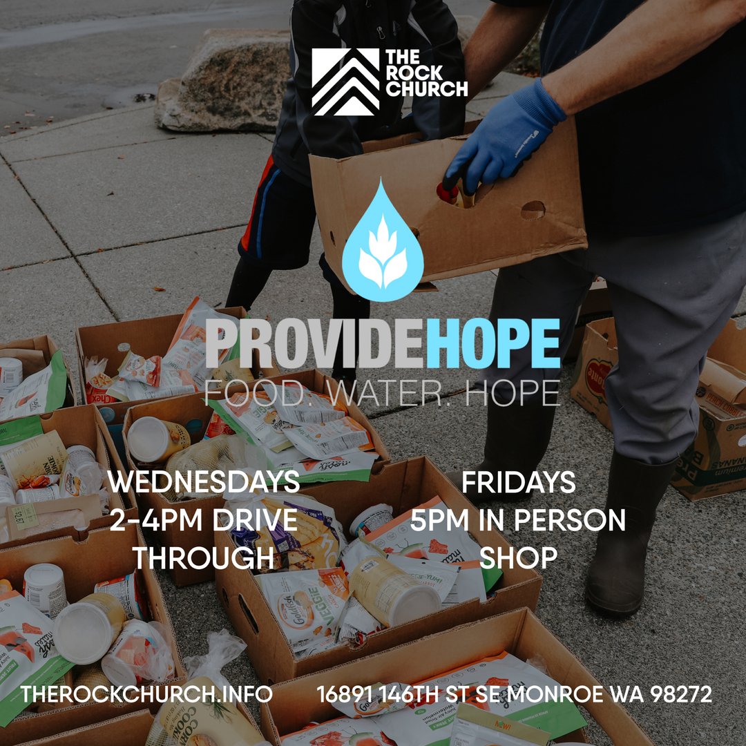 Happy Provide Hope Friday! 

Every Friday and Wednesday you can expect us serving families in surrounding communities with free groceries and lots of love!

No income verification necessary 
Line opens at 4pm
Food distribution begins at 5pm

See you soon!