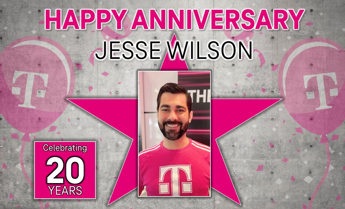 Please join me in celebrating <a href="/jesse_jwilson/">Jesse Wilson</a> 20th Magentaversary!!! 🎉 Two decades of amazing service!! Jesse is a wealth of knowledge, expertise and leadership.  We are fortunate to have him leading our Poinciana SMRA market and being a valued part of our FL Front Runners team!