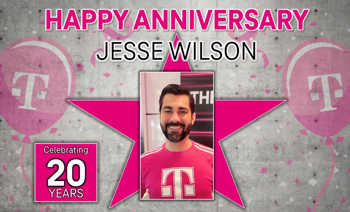 Please join me in celebrating @jesse_jwilson 20th Magentaversary!!! 🎉 Two decades of amazing service!! Jesse is a wealth of knowledge, expertise and leadership. We are fortunate to have him leading our Poinciana SMRA market and being a valued part of our FL Front Runners team!