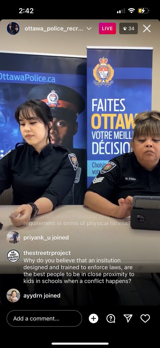 StreetRProject's tweet photo. .@opsrecruiting was ignoring questions and blocking members of the public from engaging in discussions. This proved the very point the community continues to make about Ottawa Police being anti-community. https://t.co/gkIKksaeUV