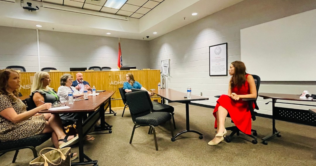 A wonderful roundtable with Tennessee Department of Educations Commissioner <a href="/SchwinnTeach/">Penny Schwinn</a> during their #AcceleratedTN2022 tour. 

Thank you for the discussion on TISA and hearing our questions, thoughts and celebrating our wins. 

<a href="/TNedu/">TN Dept of Education</a>
#PCSS #TISA
