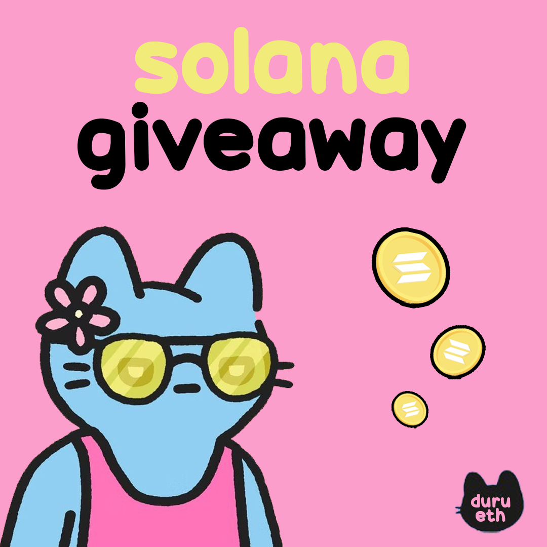 🎁🥰 BIG #SOLANA GIVEAWAY 🥰🎁 

🏆  5 $SOL ($200)

To Enter: 
1⃣ Follow <a href="/durueth/">duru.eth</a> , <a href="/efecandemirel/">edemirel.eth</a>
2⃣ RT, ❤️ &amp; tag 2 friends

🔔Winners announced in 48 hours🔔 

#NFTGiveaway #SolanaNFTs #SOL #NFTCommunity