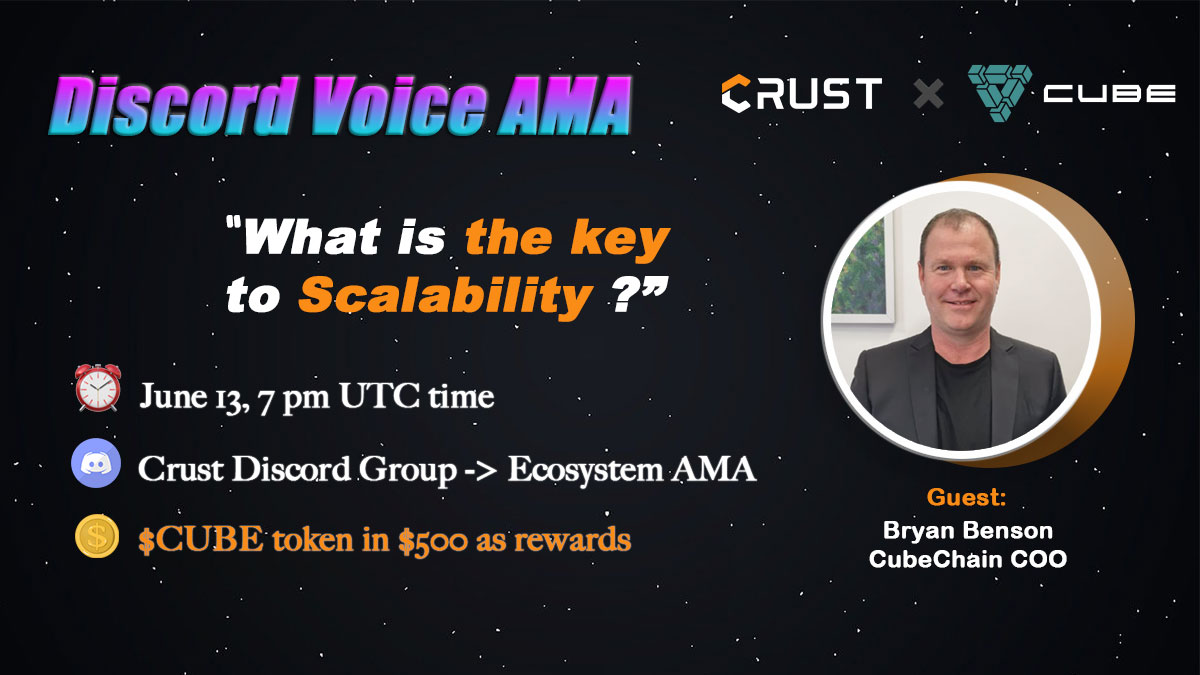 🔥Stay tuned for the voice #AMA
Cube is a Multi-Chain supported Layer 1 project.

1⃣️Follow <a href="/CrustNetwork/">Crust Network</a> &amp; <a href="/Cube0x/">HTX Builder BTCholder</a> 
2⃣️Join Crust Discord: discord.gg/Qvnyyrwcb7
3⃣ RT &amp; @ 3 friends

$500 valued CUBE as rewards! 20 winners from RT list.
$CUBE was just listed on <a href="/HuobiGlobal/">火币HTX</a>🎉