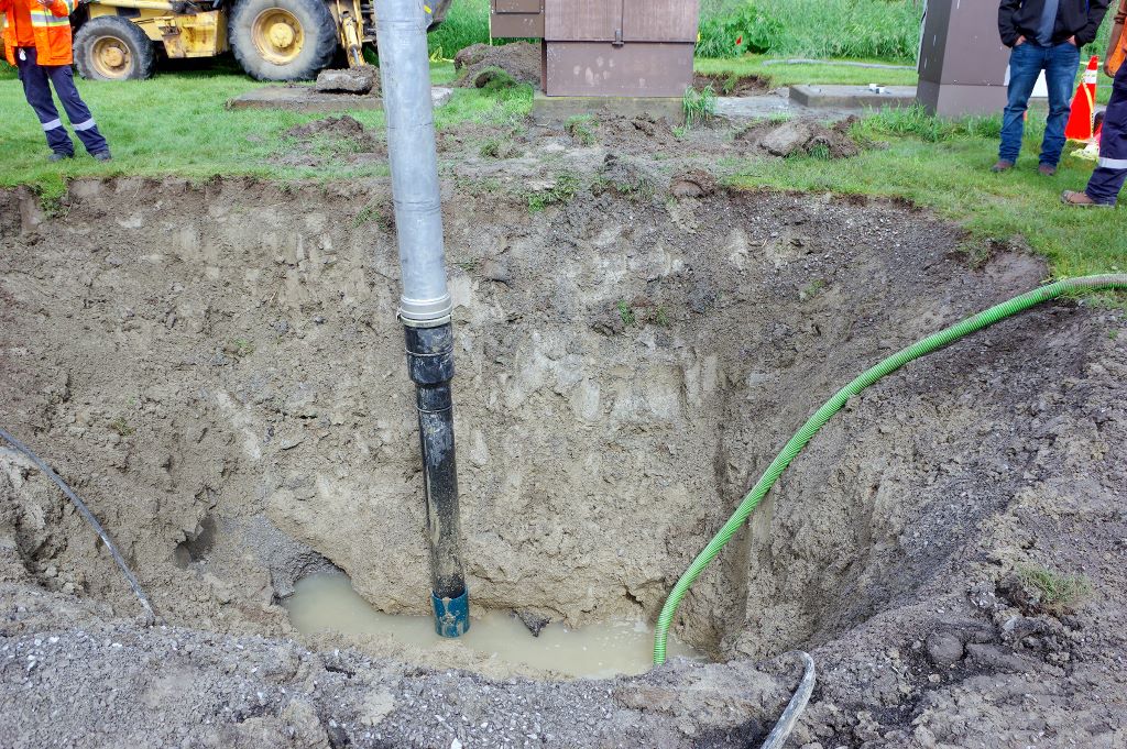 UtilitiesKngstn's tweet photo. In these photos our crews uncover the source of the sewer break, which is at a flange fitting on a large diameter, 36-inch force main. The circumstances of this repair are challenging. We ask our community to please continue conserving water into Saturday. Thanks for pitching in! https://t.co/1DfPftAnaj