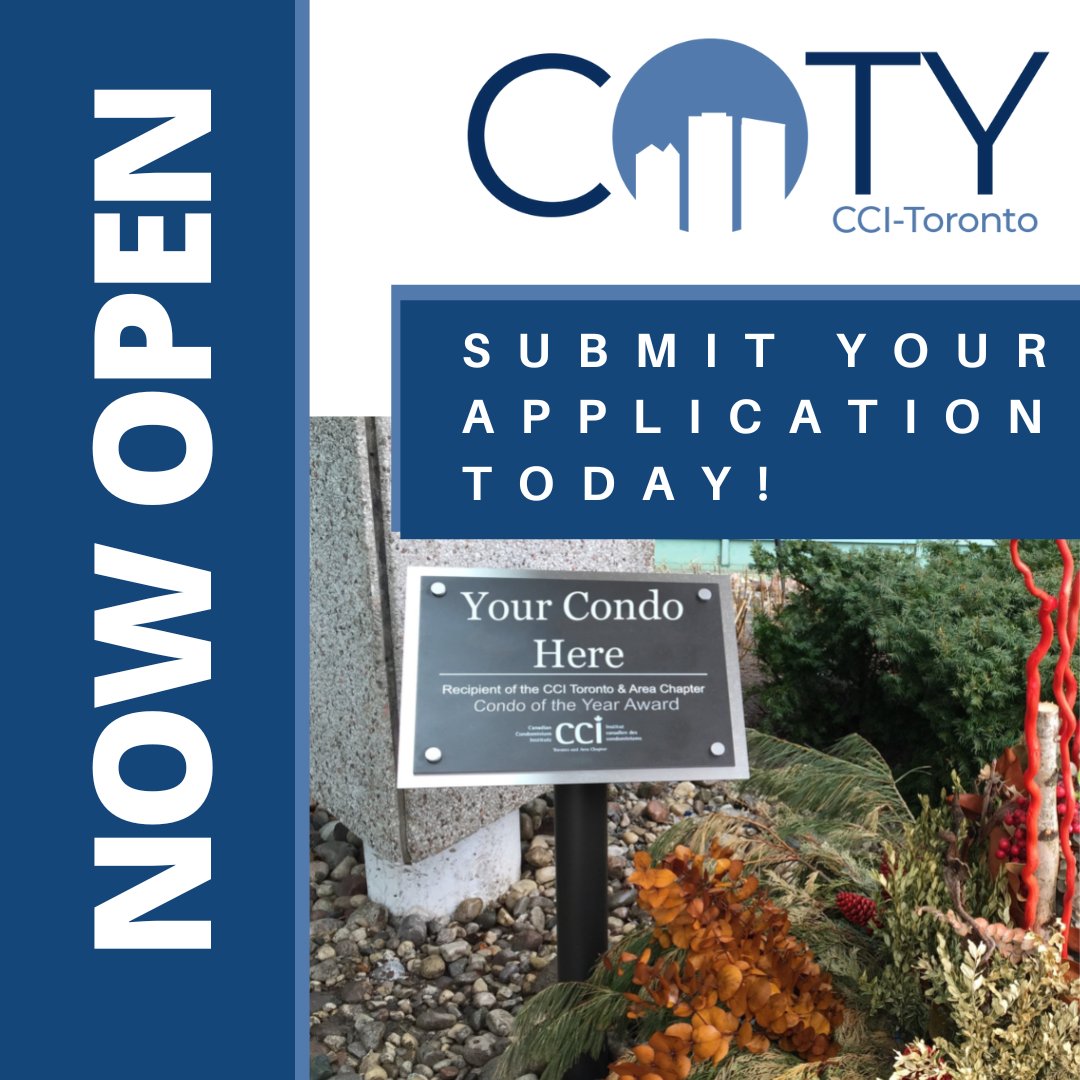 The next winner could be you! Applications are open. Each year the condominium corporation that shows itself to be an outstanding community will be chosen.

The winner will be featured in Condovoice, receive an entry sign, and gala party.

Learn more: ow.ly/pyXb50JsCfS