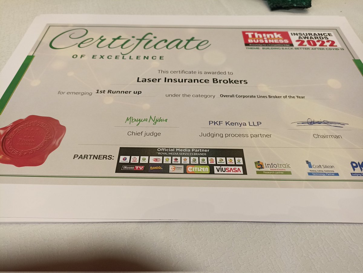 Its_Raff's tweet photo. #ThinkBusiness #InsuranceAwards2022 @LaserInsureKE https://t.co/8fh6M76XJL