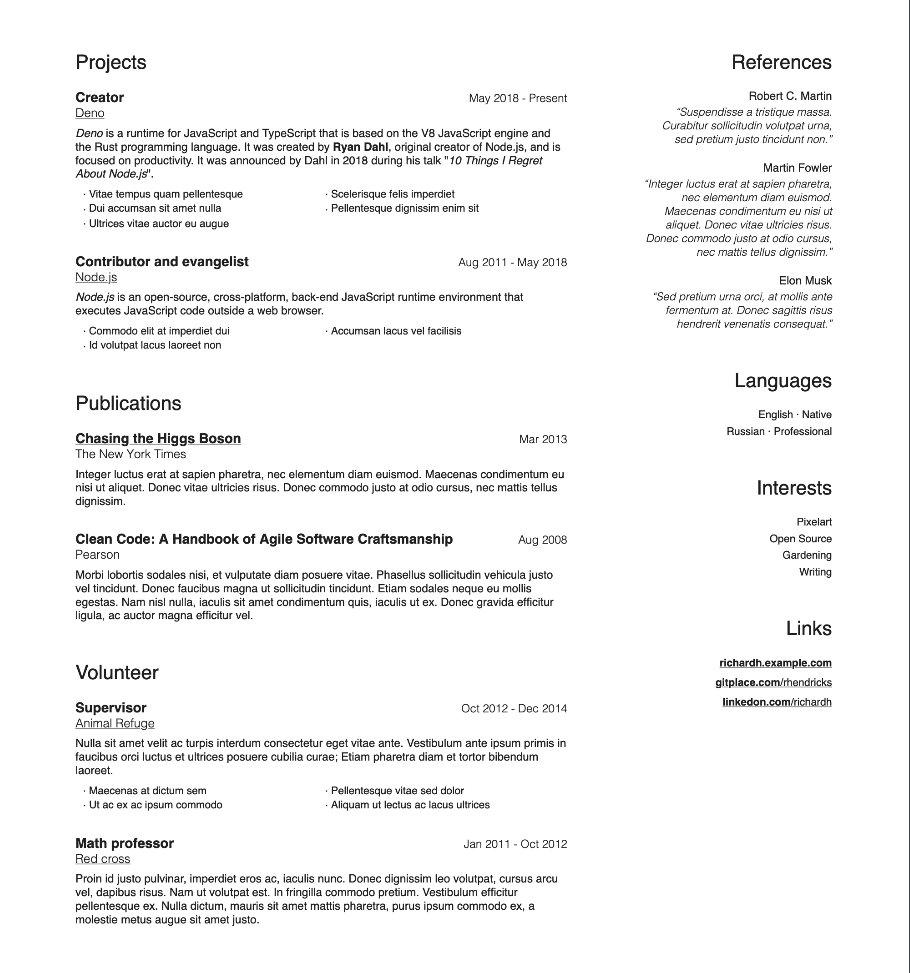 davcd_'s tweet photo. My JSON Resume theme has a new release with some improvements and full support with v1.0.0 @jsonresume schema.
Check it out and export your own resume!
https://t.co/g6ANONIOnU https://t.co/iFiRz2oy4k