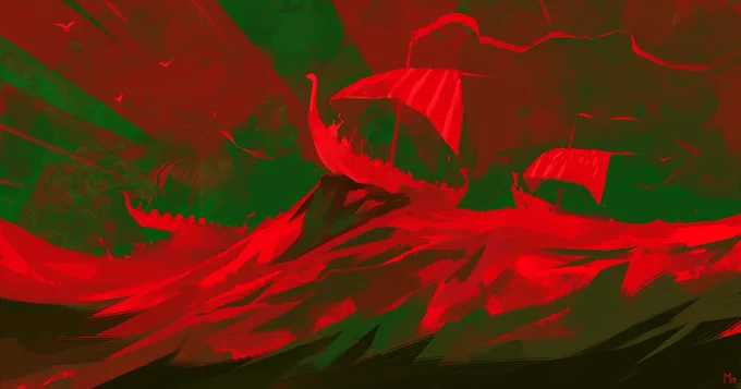 I will set „sail" for a canoe tour tomorrow. So some viking ship #speedpaintings to get into the mood! :)  Have a great start into the weekend!

#art #painting #illustration #digitalart #fantasyart #repost 