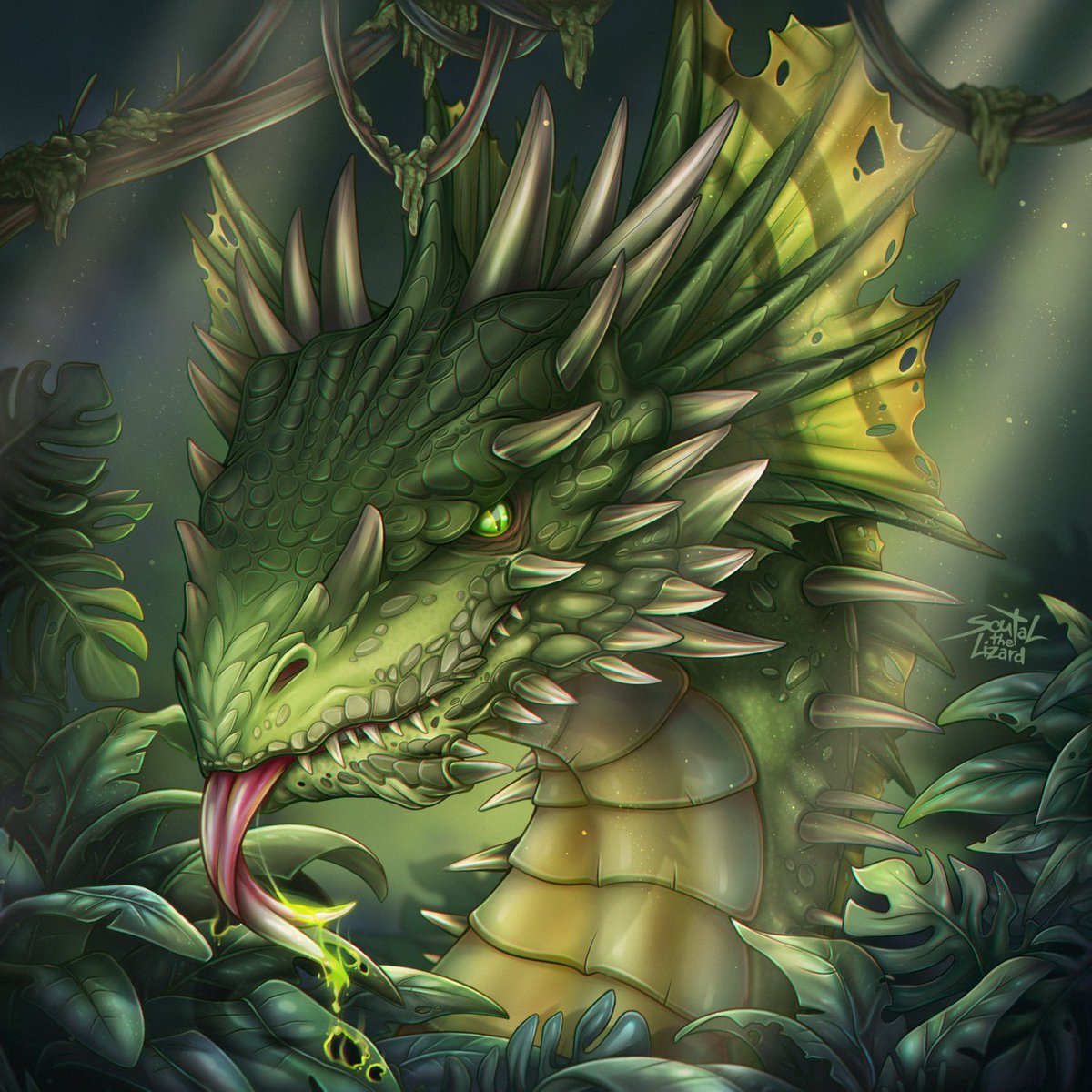 And here is the third one, my favorite. Now there's only one left. Her saliva will corrode your skin at the slightest contact, and the toxic fumes, if inhaled, will lead to convulsions and cardiac arrest. Poison Wyvern, survivors! #ARKSurvivalEvolved #arkart #wyvern