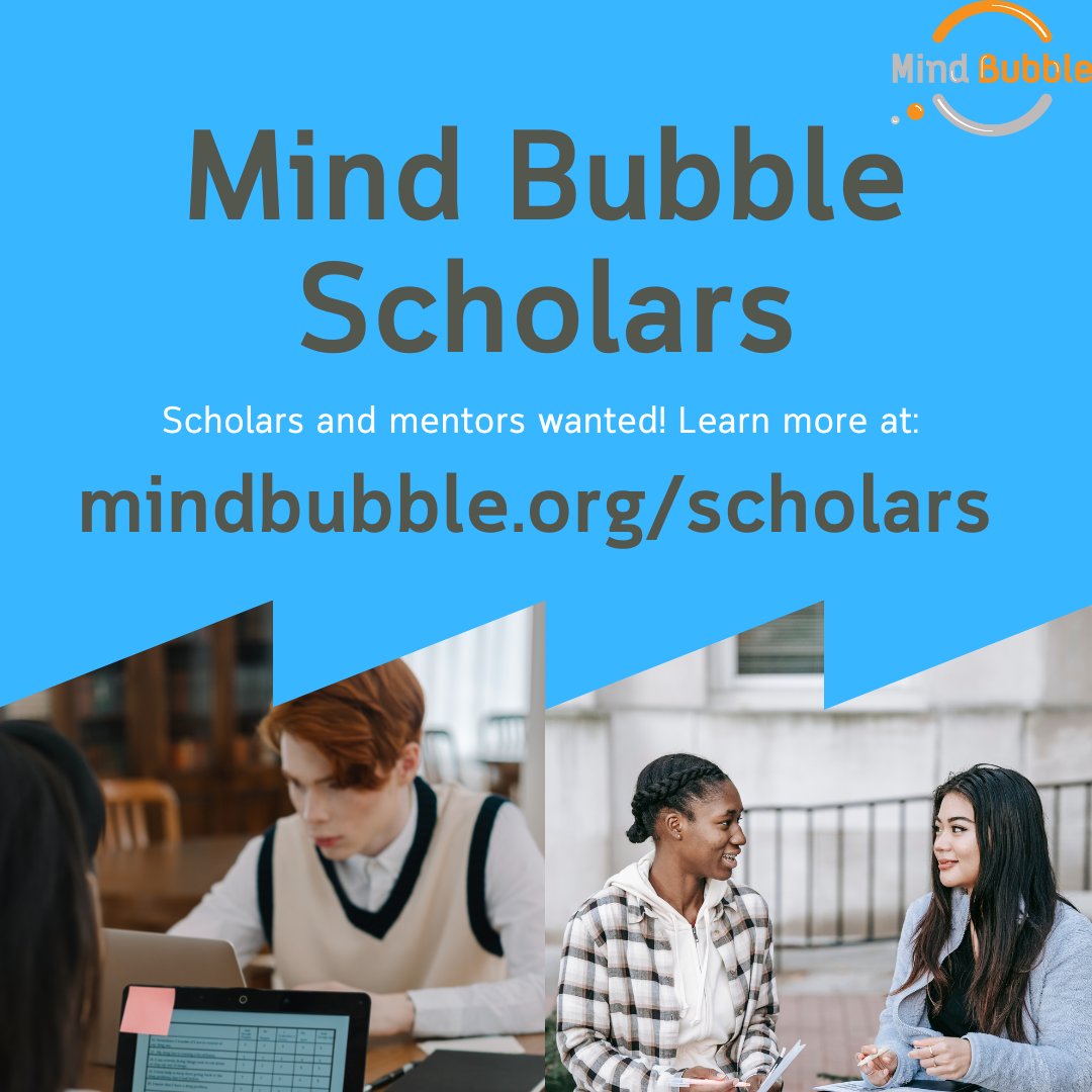 MindBubbleAtl's tweet photo. Our new pilot program for high school juniors and seniors is open for applications! Learn more and apply to be a scholar or mentor at: https://t.co/KLVIplka3H https://t.co/aH5S95UvzF