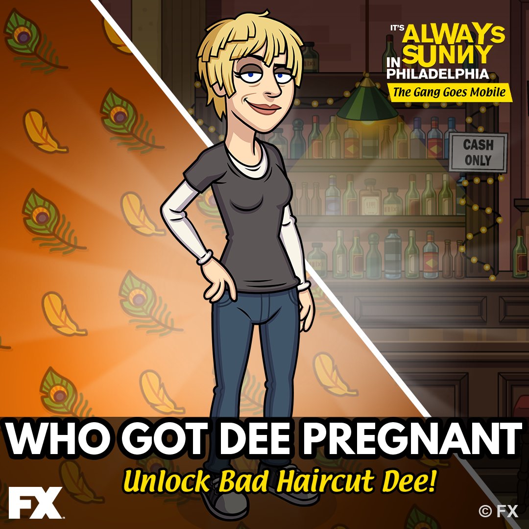 AlwaysSunnyGame's tweet image. Who's yo daddy? Find out how Sweet Dee got knocked up in "Who Got Dee Pregnant", and unlock Bad Haircut Dee! 🤩👶