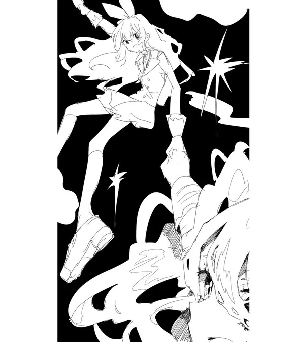 こういう適当な二次創作下書き、数え切れないほどある....本当にラフのラフだけどこれかわいい.... 