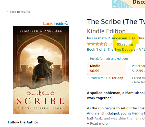 E_R_A_writes's tweet photo. Soooooooo close to 100 ratings!! #bookrating #bookreview #thescribebook #indieauthor https://t.co/rFNkwbsbX1