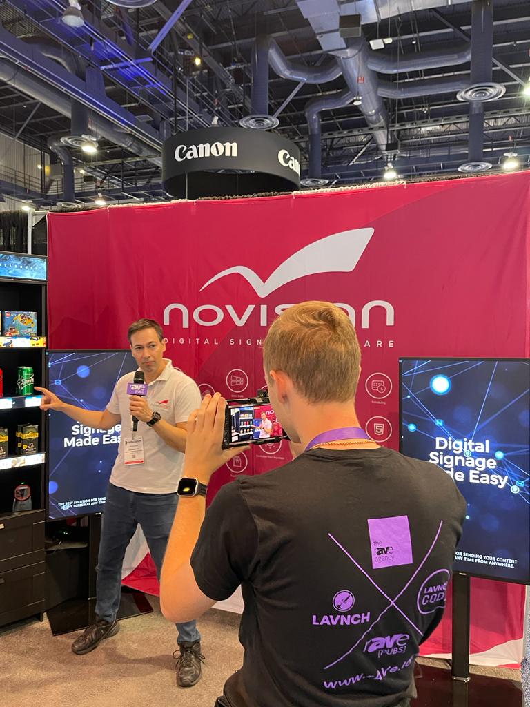 novisign's tweet photo. The Dude in his natural habitat!
Thank you to @rAVePubs for stopping by at the @InfoComm and hearing and filming NoviSign's innovative Digital Signage capabilities.
#Infocomm2022 #ravepubs #LasVegas #digitalsignage #digitalsignagesolutions #digitalsignagesoftware #thedude https://t.co/U5T1UJfuJF