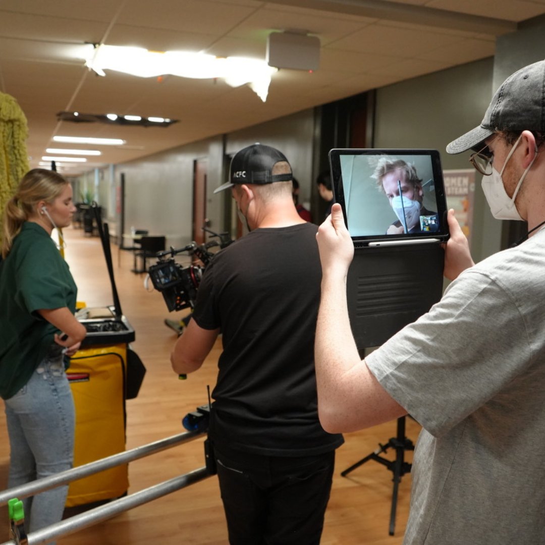 MUCollegeofComm's tweet photo. Professor Kris Holodak and students at work filming #diffractionfilm this week  #diederichcollege #diederichdifference #filmmaking https://t.co/3naEbaTZpf