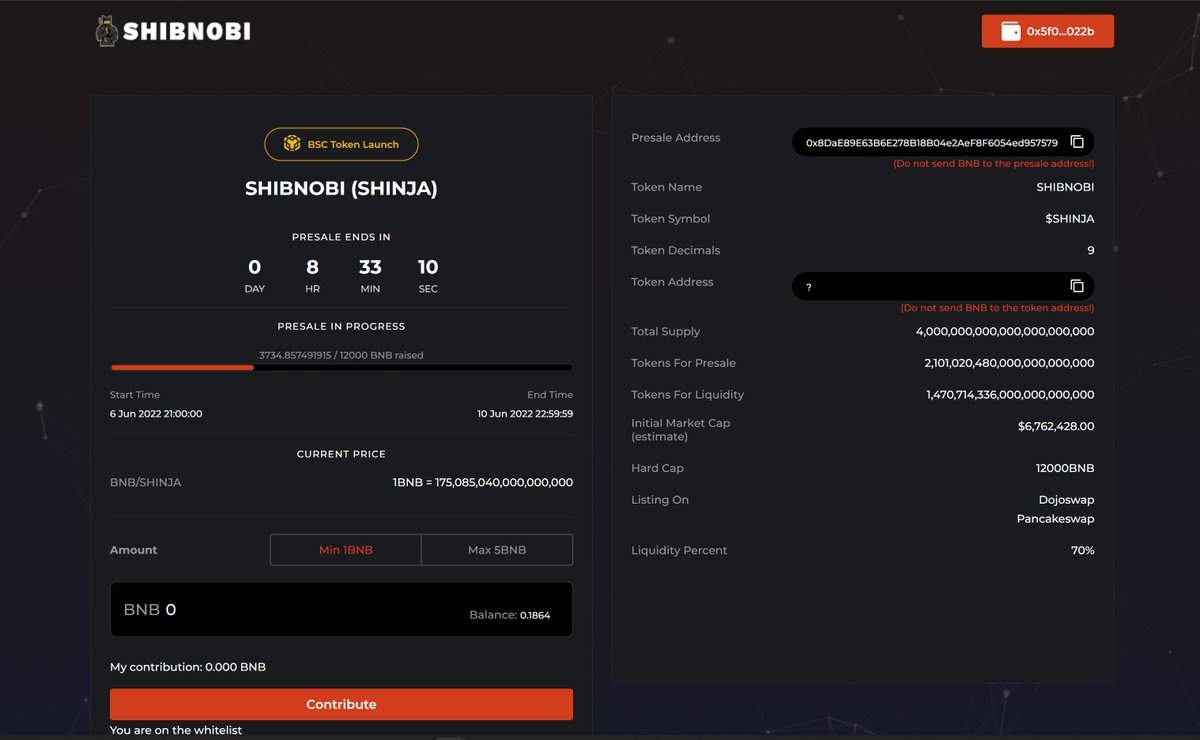 Only 8 hours left to get your <a href="/Shib_nobi/">SHIBNOBI</a> #BSC Presale spot!  Don't get left out as the presale is now open to the public for the remaining 8 hours.

presale.shibnobi.com

#Shinja $Shinja #ShibnobiBSC
