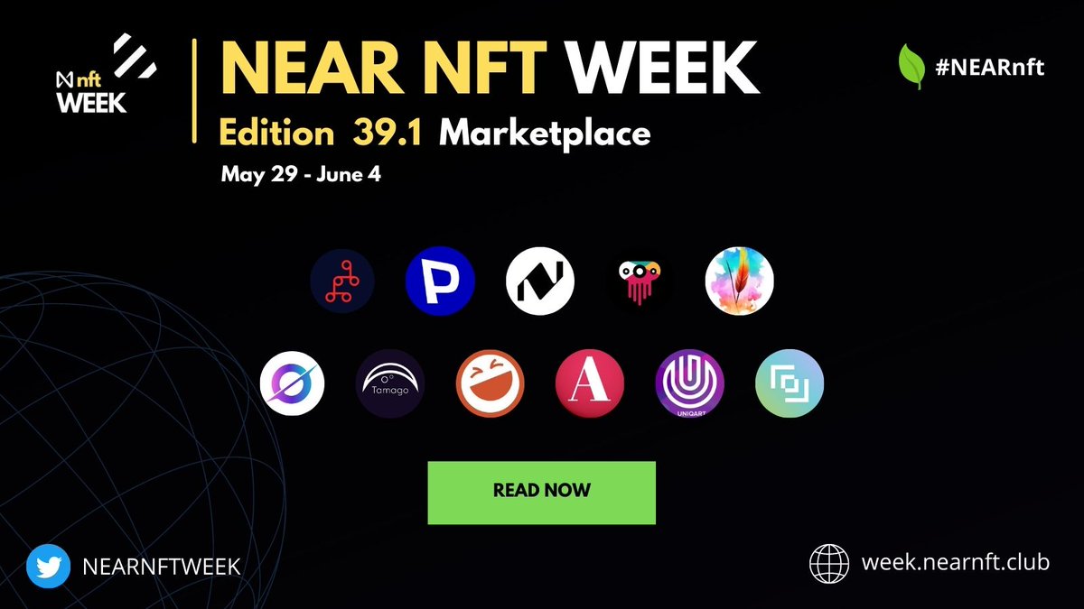 NEAR NFT Week (@nearnftweek) on Twitter photo 🔴NEAR NFT WEEK | May 29th - June 4th
🍃This week on #NEARNFT space we have covered the highlighted news from marketplaces like
➡️<a href="/mintbase/">Mintbase</a>
➡️<a href="/ParasHQ/">Paras 🟩🟧</a>
➡️<a href="/NakshMarket/">Naksh</a>
➡️<a href="/Endemic_nft/">Endemic</a>
➡️@nativonft
➡️@apollo42world
➡️<a href="/tamago_stream/">Tamago</a>
➡️<a href="/NiftyComedians/">Nifty Comedians</a>
➡️<a href="/the_auction_io/">The Auction</a>
➡️<a href="/uniqartnft/">UniqArt: NFT Marketplace for Artists</a> 🔴NEAR NFT WEEK | May 29th - June 4th
🍃This week on #NEARNFT space we have covered the highlighted news from marketplaces like
➡️<a href="/mintbase/">Mintbase</a>
➡️<a href="/ParasHQ/">Paras 🟩🟧</a>
➡️<a href="/NakshMarket/">Naksh</a>
➡️<a href="/Endemic_nft/">Endemic</a>
➡️@nativonft
➡️@apollo42world
➡️<a href="/tamago_stream/">Tamago</a>
➡️<a href="/NiftyComedians/">Nifty Comedians</a>
➡️<a href="/the_auction_io/">The Auction</a>
➡️<a href="/uniqartnft/">UniqArt: NFT Marketplace for Artists</a>