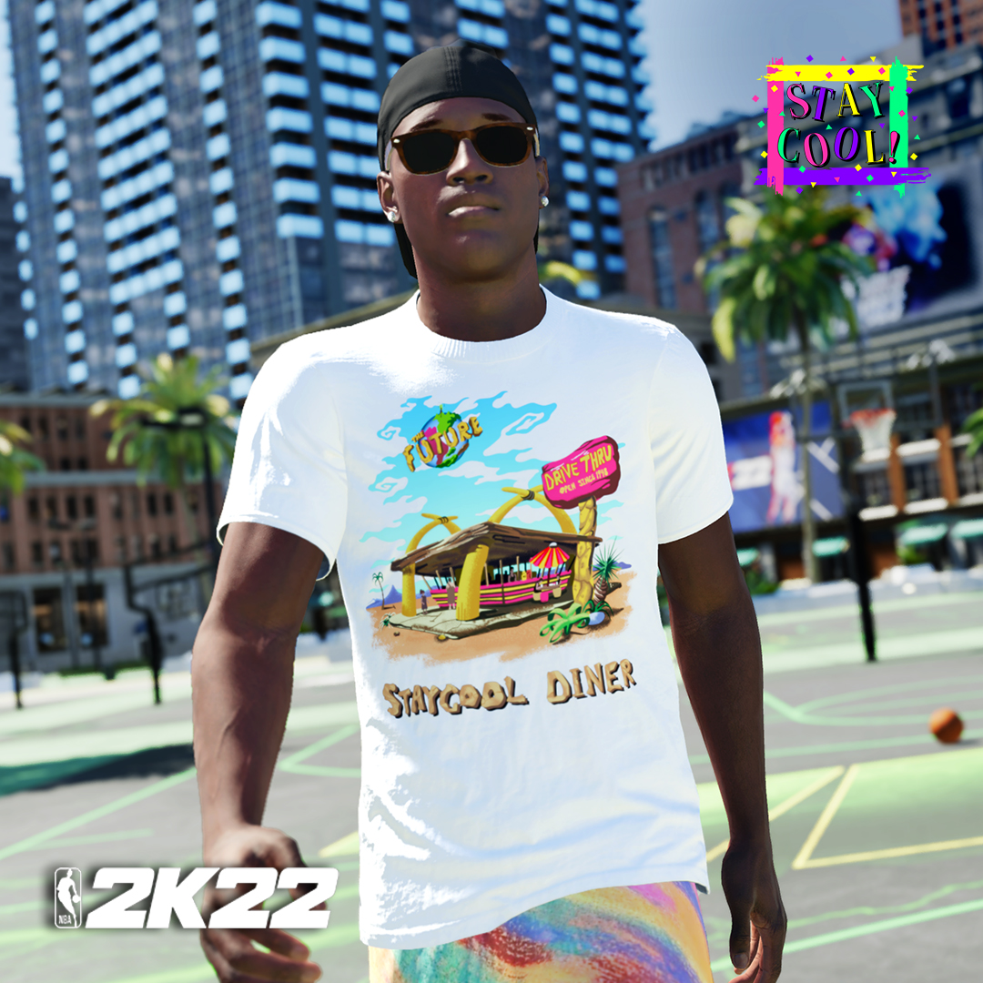 STAYCOOLNYC's tweet photo. Summer 2022 Collection is now live in @NBA2K🏀🕹️

Ice cold drip for y’all to hoop in all summer long!

What’s your favorite fit?! 🥶 https://t.co/zLEdjlcsct