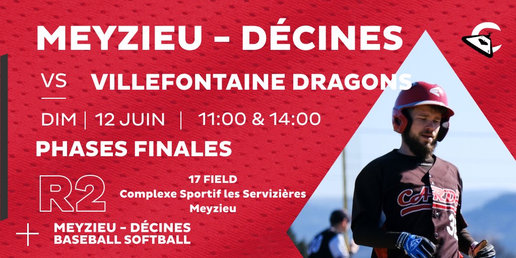 🔥 Gros week end pour les Cards 🔥

⚾️ 12U
📌 à Meyzieu - Complexe Servizieres
📆 Samedi 11/6
⏰ 10h00
🆚 Bron St Priest
⚾️ 15U
⏰ 10h
🆚 St Just St Rambert
📌 St Just

⚾️ Régionale 2 
📆 Dimanche 12 Juin
📌 à Meyzieu 
🆚 Villefontaine
⏰ playball 11h &amp; 14h
🥤 Buvette ouverte !