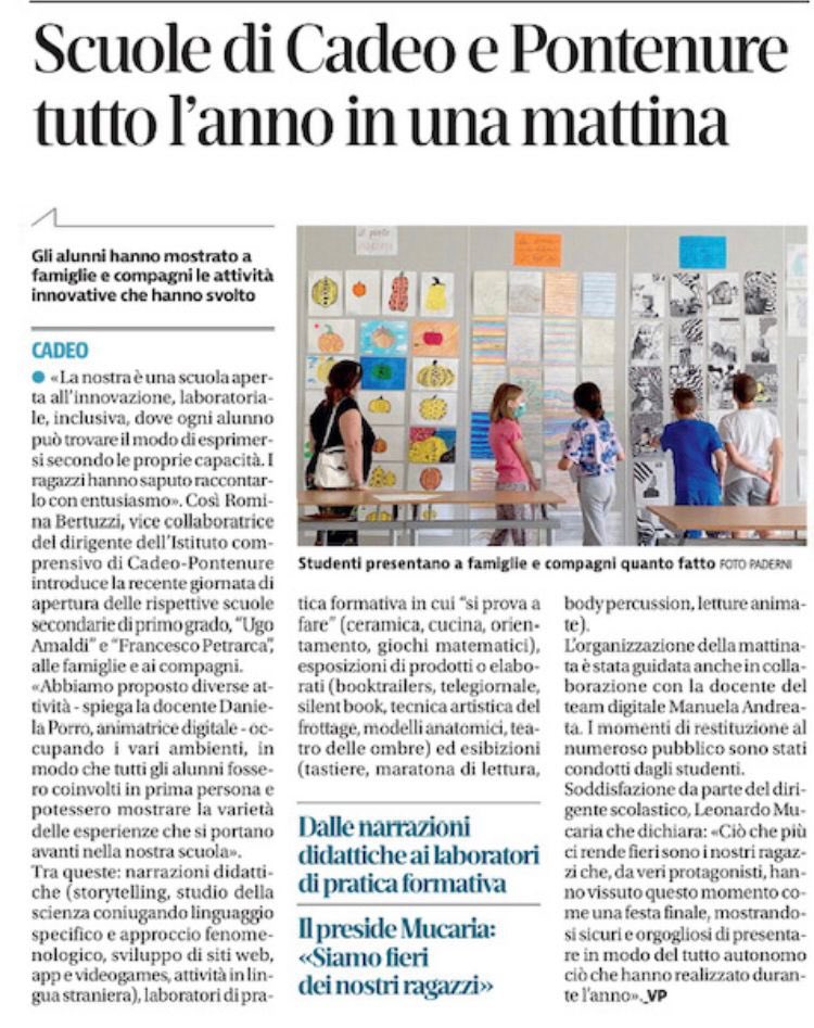 Le scuole secondarie di #iccadeoponte raccontano con entusiasmo…tutto l’anno in una mattina, dalle narrazioni didattiche ai #laboratori creativi #openday