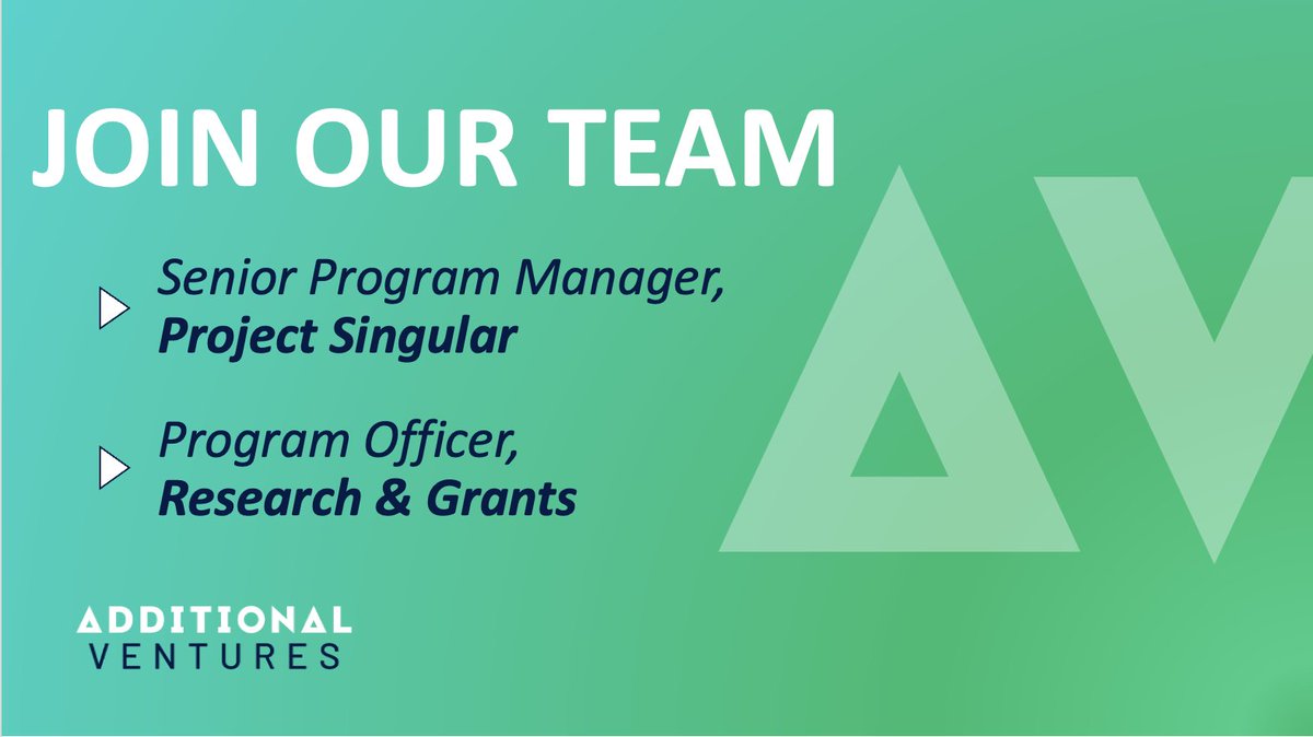 Join our team! We're #hiring new team members interested in ideating, planning, implementing, &amp; executing new programs and directions in the #singleventricle biomedical research space. ⬇️ additionalventures.org/about-us/#join

#remote #careersinscience #jobsinSTEM #AltAcChats #AcademicTwitter