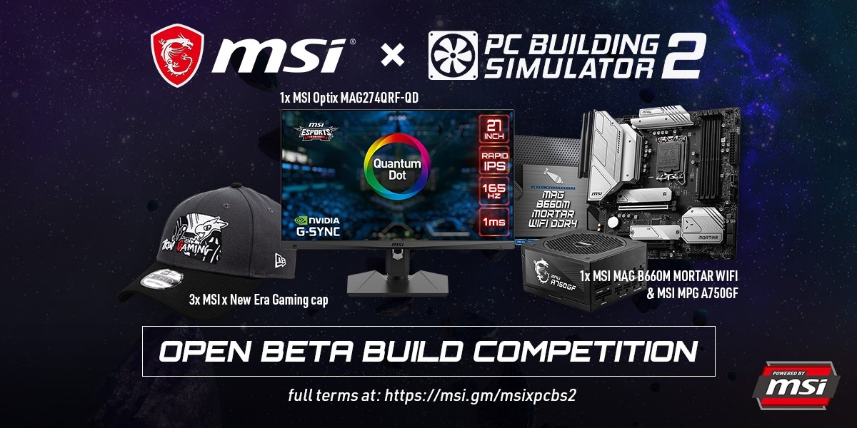 msigaming's tweet photo. MSI is teaming up with Epic Games x @PCBuildingSim to offer you the grand prizes. Play PC Building Simulator open beta game and show off your best MSI themed build! 🔥 Enter now👉https://t.co/ZfFcPlTrKm #MSIXPCBS2 @EpicGamesPub https://t.co/aUt4bohdUn