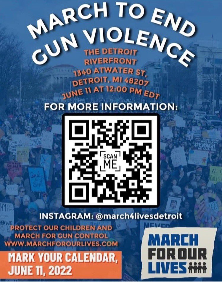 Please join us for the March To End Gun Violence on Saturday, June 11 at 12 p.m. at 1340 Atwater Street. Wear orange in solidarity to show your support for helping to end gun violence.