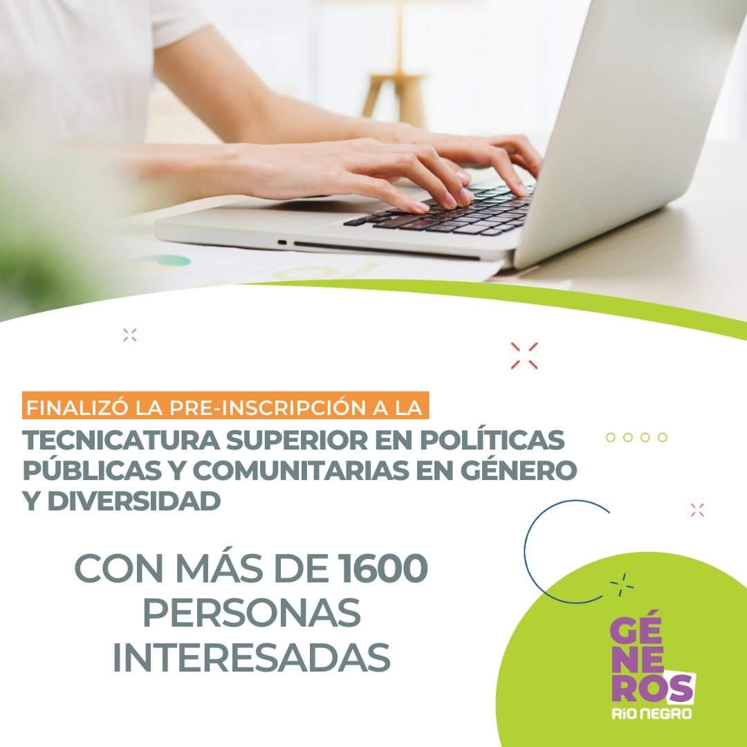 GenerosRn's tweet image. #Génerosrn / Pre-inscripción finalizada! 🎓

💻 La Tecnicatura Superior en Políticas Públicas y Comunitarias en Género y Diversidad será virtual y tiene una duración de 3 años.
  
👉 Conocé más sobre la tecnicatura acá 📲bit.ly/3xk4Yxe