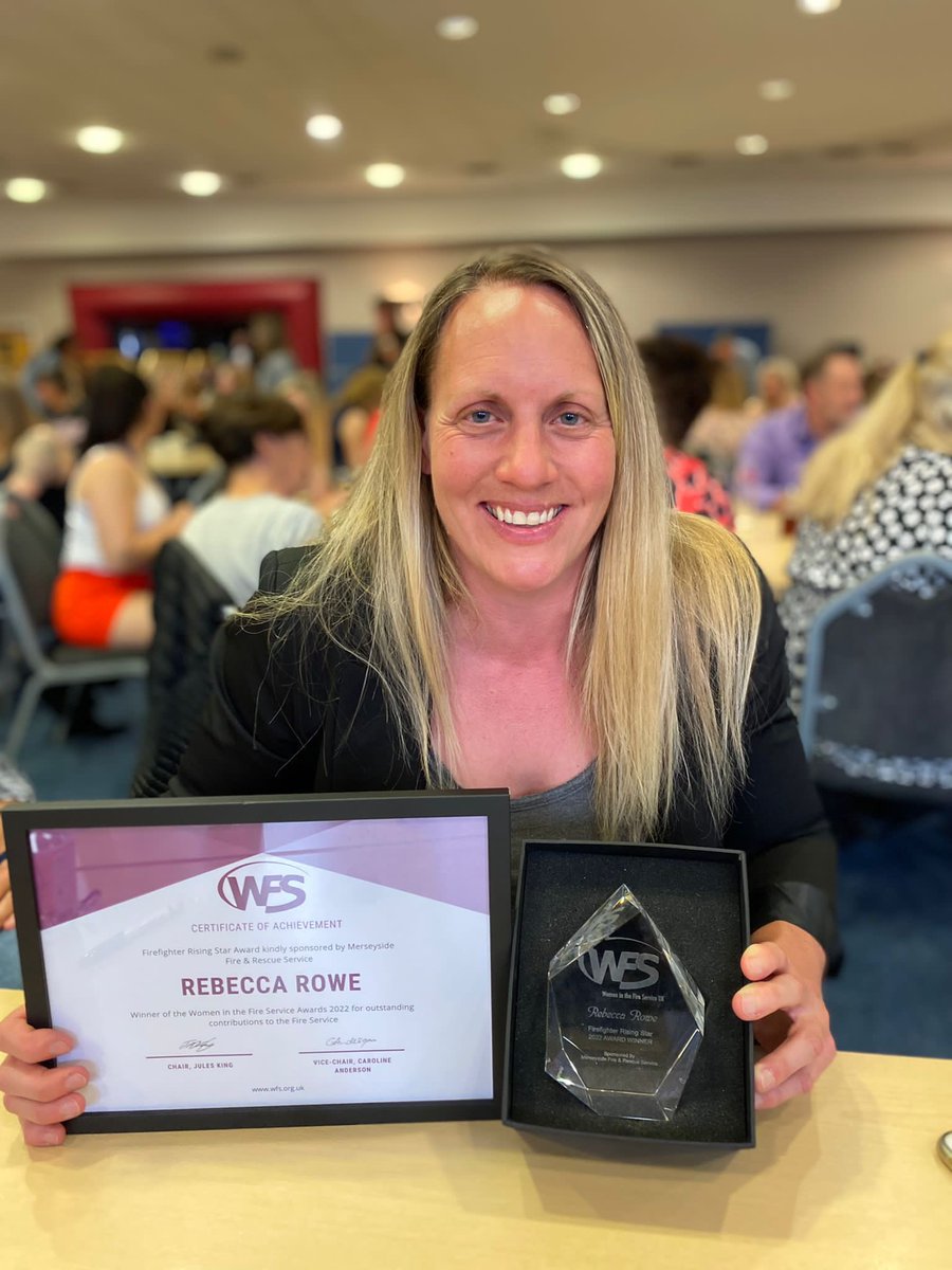 Our <a href="/bexrower/">Rebecca Rowe</a> received her award for Firefighter Rising Star at the <a href="/WFSUK1/">Women in the Fire Service UK</a> weekend this evening! 🥳 #risingstar #Awards #award #firefighters #firefighter #wfs #WFSNTD22