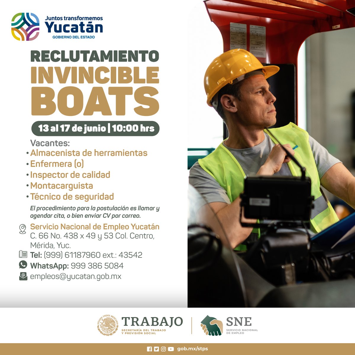SneYuc's tweet photo. #Reclutamiento #InvincibleBoats No te pierdas esta oportunidad laboral. Para participar en el proceso de selección es indispensable enviar tu C.V. vía correo electrónico o angendar cita vía telefónica
#Almacensita #Enfermera #InspectordeCalidad #Montacarguista #TecnicodeSeguridad https://t.co/FF0DhV4oIn