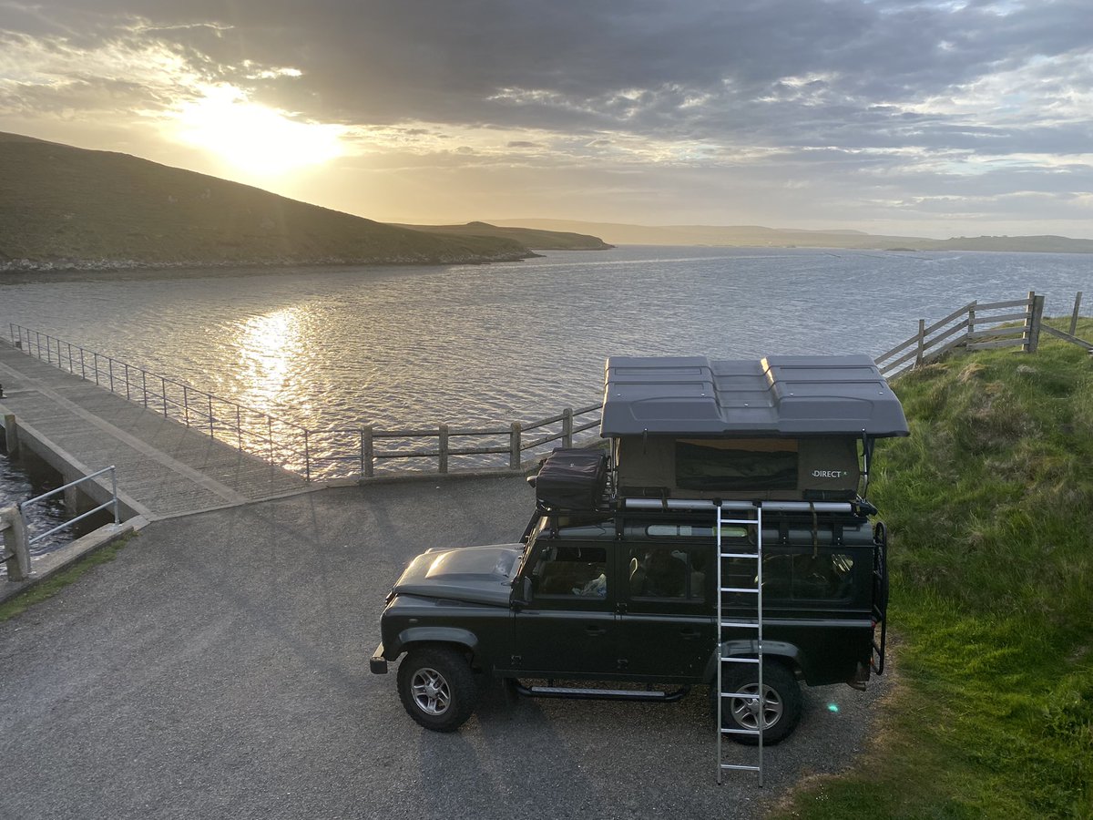 Spent the day preparing to receive guests tomorrow for our #shetland adventure. Already encountered wonderful wildlife. Now getting ready to bed down in my fab Pathseeker 2 roof tent from direct4x4.co.uk/products/grey-… Not a bad view! #wildlife #nature #rooftent #wildcamping