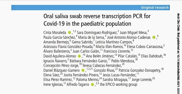 #PapersSEIP
Oral saliva swab reverse transcription PCR for Covid-19 in the paediatric population adc.bmj.com/content/early/…