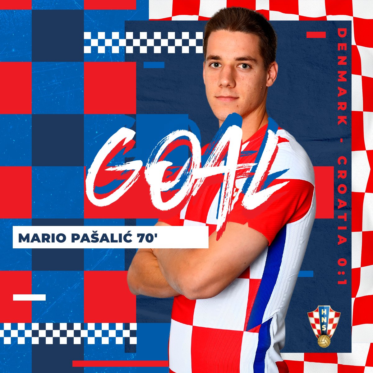 GOAL! ⚽️ #DENCRO  🇩🇰🇭🇷

Mario Pašalić finds the net from close range - #Croatia takes the lead!

#Family #NationsLeague #UNL #Vatreni❤️‍🔥