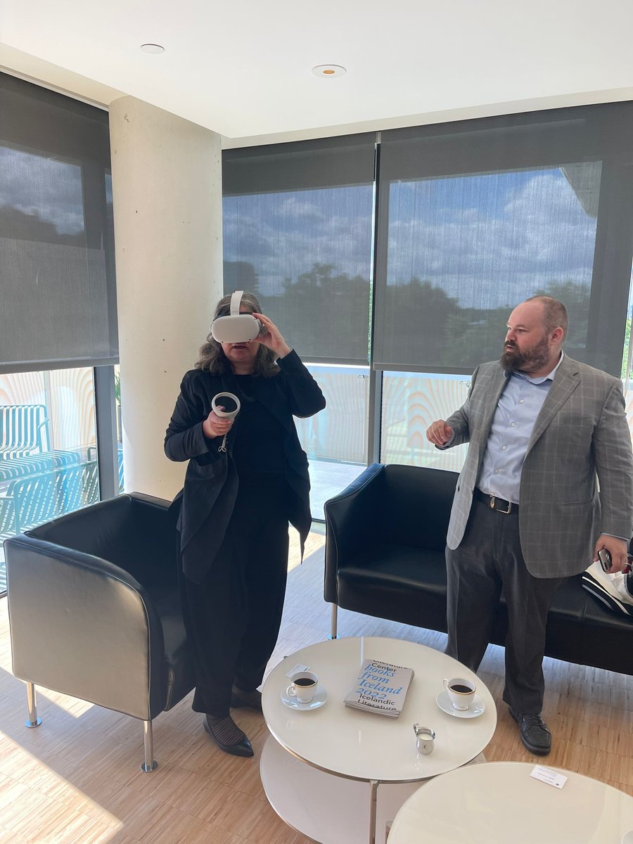 Never a dull moment at the embassy. Amb 🇮🇸 <a href="/BEllertsdottir/">Bergdís Ellertsdóttir</a> in space 🪐 &amp; below sea level🤿 yet in the office, all made possible with virtual reality headset   <a href="/ShackletonTrust/">Shackleton Research Trust</a> #Maine Thank you for the visit and talk on possible cooperation 🚀🛰️