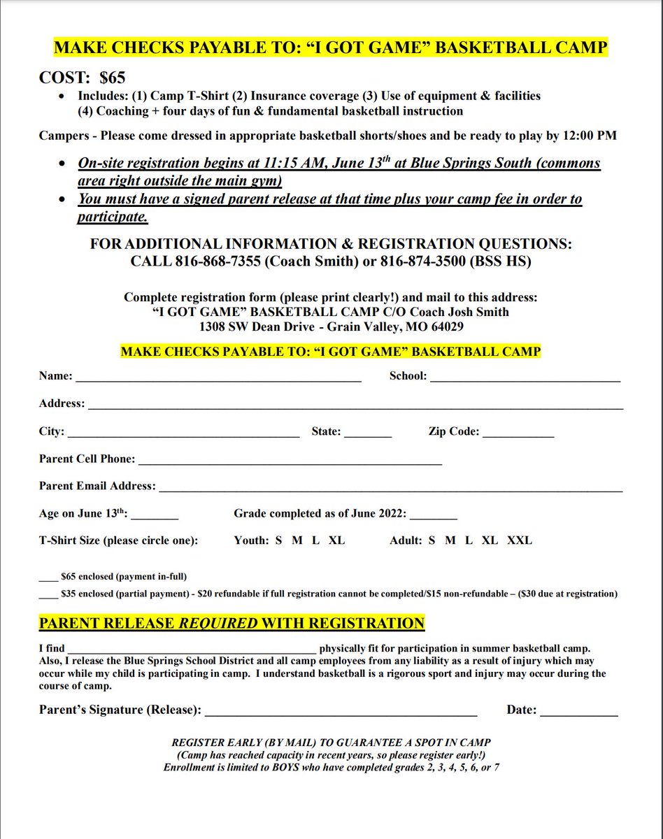 "I Got Game" Camp starts on Monday!!!  Walkup registration will be available starting at 11:30 AM.  Looking forward to a great week! Contact joshsmith@bssd.net with questions.