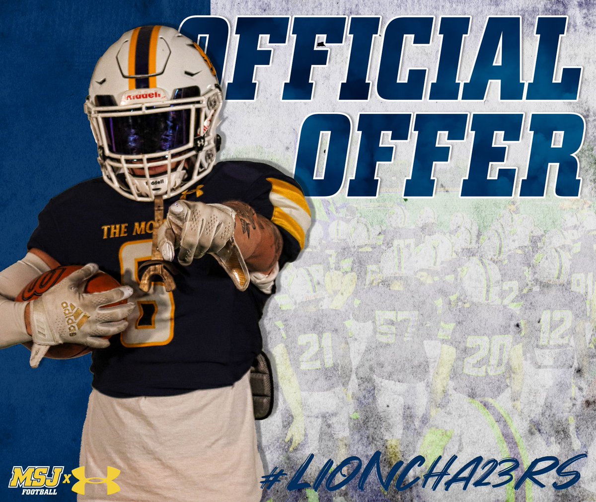Wood__Jacob's tweet photo. Wow, I’m very humbled and excited to say that I have received my first offer to play at @MSJ_FB Thank you @CalebCorrill for this opportunity! Go Lions! 

@ironmenfb 
@apPrep https://t.co/NsqiWEe28d