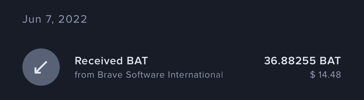 Forgot to publicly post this but, this was this months BAT earnings