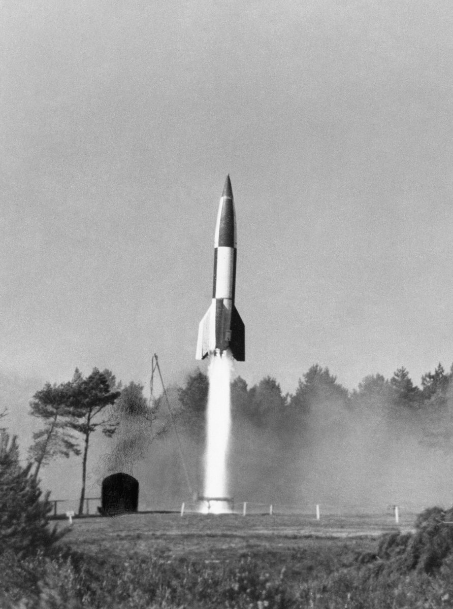 WvB, a Prussian aristocrat and aerospace engineer, designed the V-2 rocket, which climbed to 55 miles in altitude before landing more than 200 miles away & detonating a 1,000 kg warhead.In 1944-5, approximately 1,400 V-2s hit England and 590 hit Antwerp, the Allies' main port.