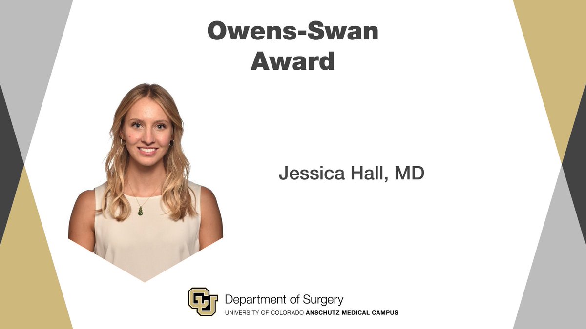 CUDeptSurg's tweet photo. #Congratulations, Jessica Hall, MD!

Owens-Swan Award
#ImproveEveryLife https://t.co/HqU19gU6wA