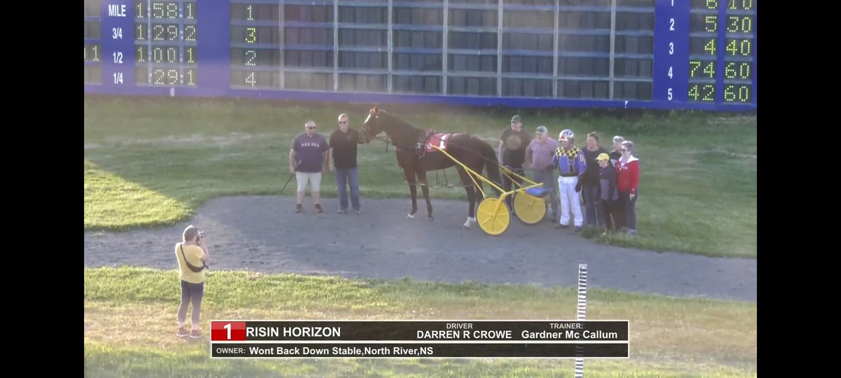 bradmccallum's tweet photo. A good first start for the #WBDStable new horse Risin Horizon aka Randy. He was a gate to wire winner in 1:58.1. Welcome to the Maritimes⭐️🐎 https://t.co/CFyaK1Tx44