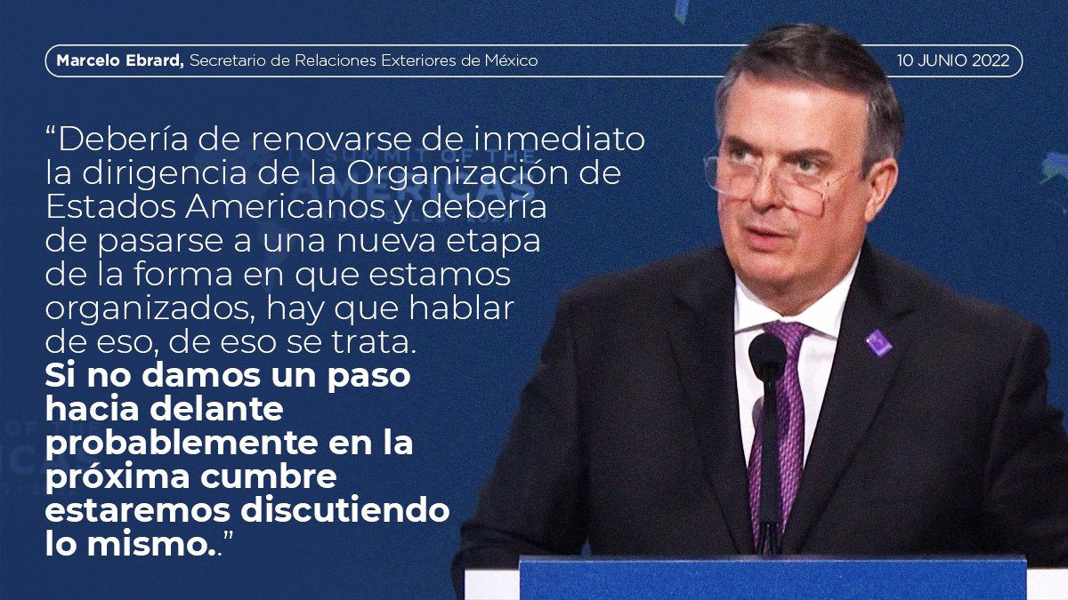 CubaMINREX's tweet photo. .@m_ebrard 🇲🇽 | "Si no damos un paso hacia adelante probablemente en la próxima cumbre estaremos discutiendo lo mismo". 

📌 IX Cumbre de las Américas.

#CumbreSinExclusiones https://t.co/CiGBqSgfPd