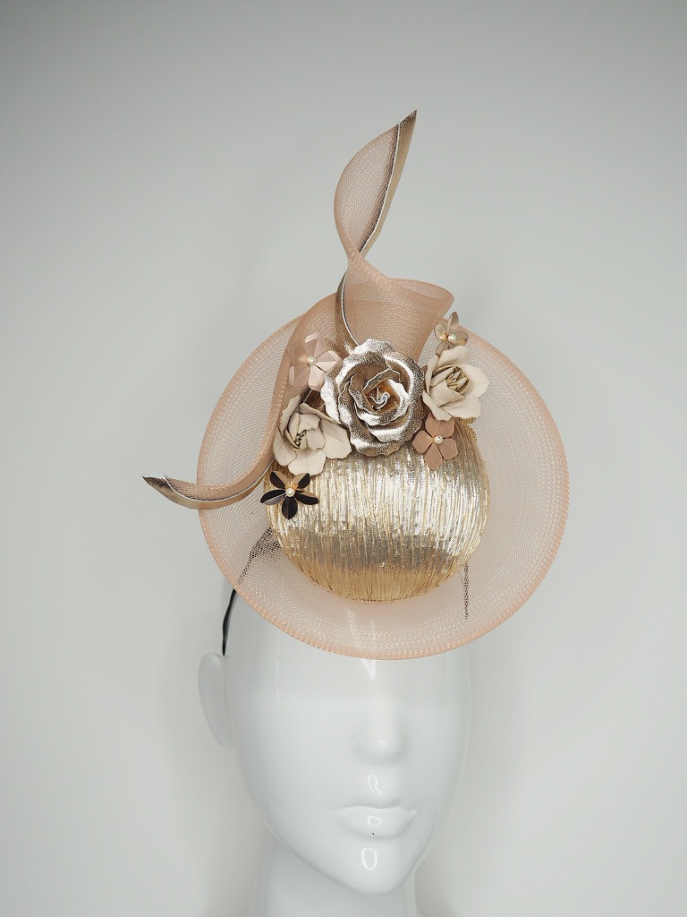 hatporium's tweet photo. Petite Rose // Rose gold percher with nude crinoline swirl and flower detailing. #millinery
https://t.co/ci26JvA7JE https://t.co/CzJJDX89Hz