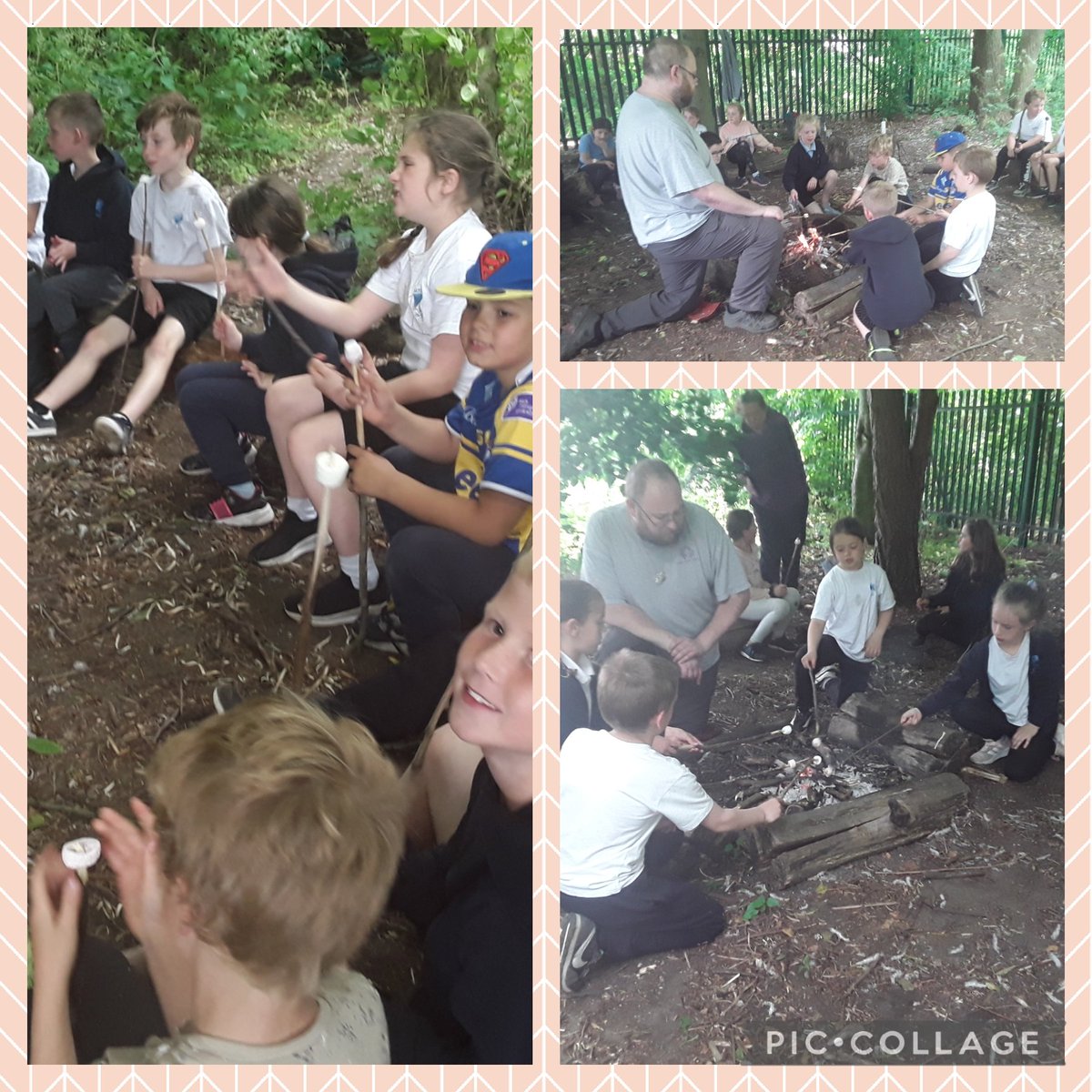 mountpljuniors's tweet photo. Class 2 enjoyed their final Forest School session, drinking hot chocolate and dunking biscuits, toasting bread and marshmallows on the campfire and exploring the wonderful outdoors! https://t.co/NLd8vl0ess