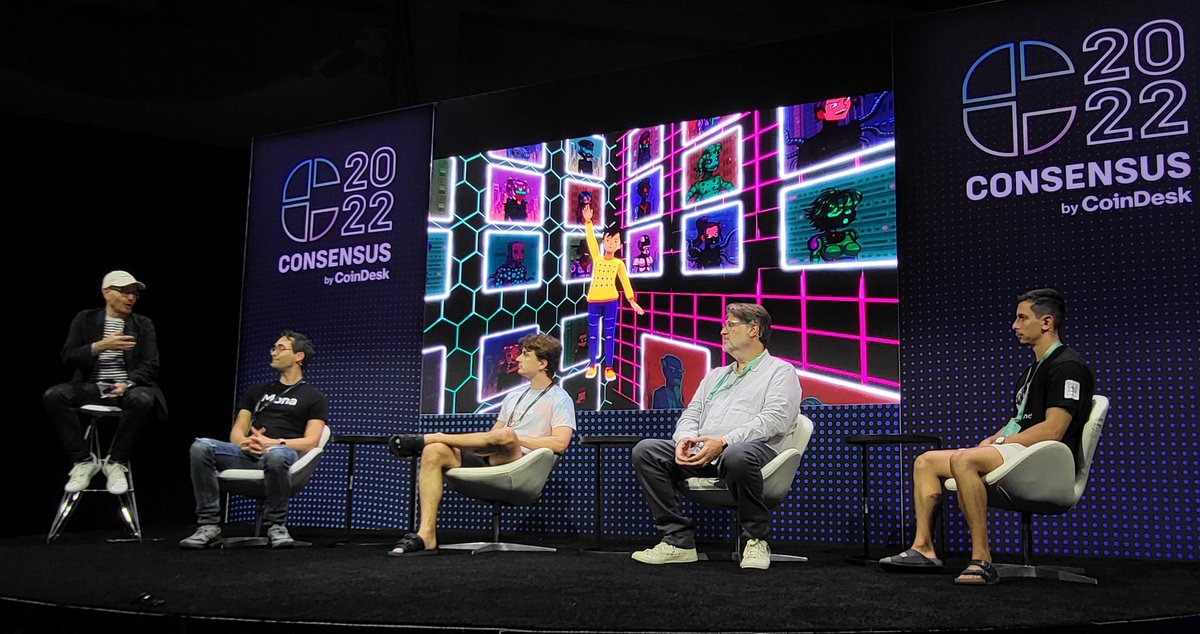 decentraland's tweet photo. Here at #Consensus2022 listening to talks about the #metaverse.

@CoinDesk @nachomazzara https://t.co/gUKrjwYk6V