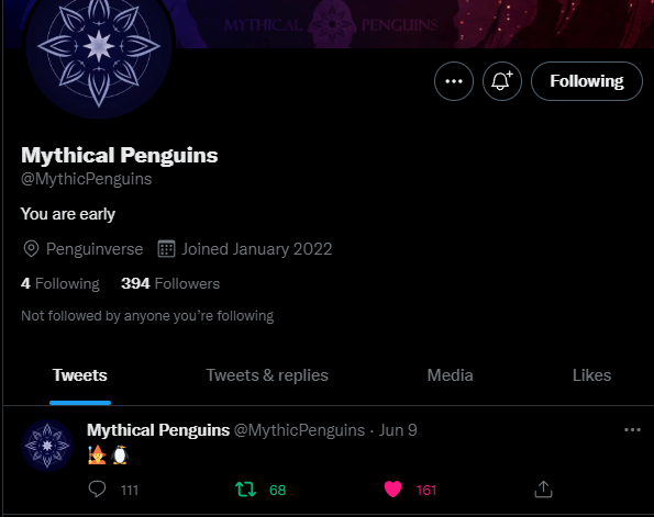 thenftboi's tweet photo. @MythicPenguins we early lets go https://t.co/e6AMyzPRFT